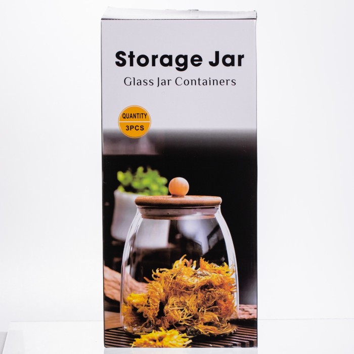 Набір банок для сипучих продуктів 3 штуки 0.5/0.8/1 л з бамбуковими кришками 64486-57 (20644)