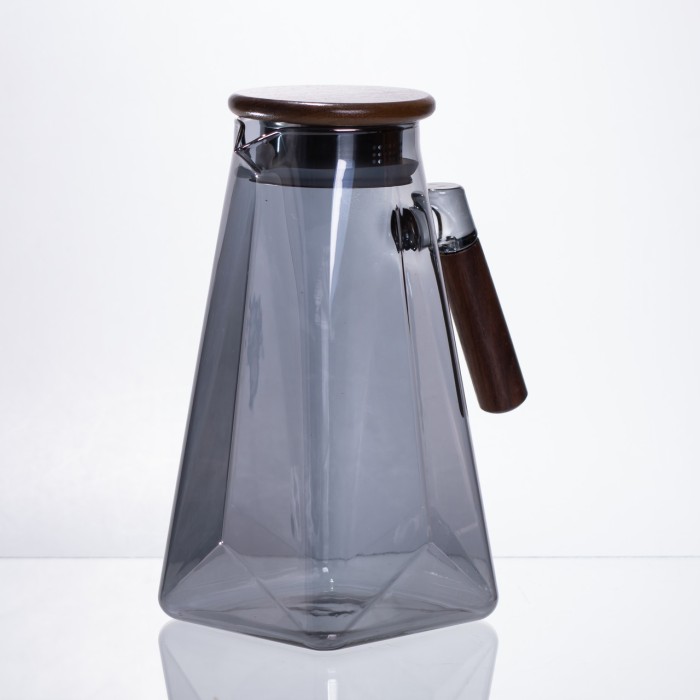 Глечик для напоїв скляний 1.8 л з бамбуковою кришкою 64486-73 (57394)