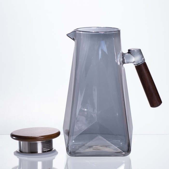 Глечик для напоїв скляний 1.8 л з бамбуковою кришкою 64486-73 (57394)