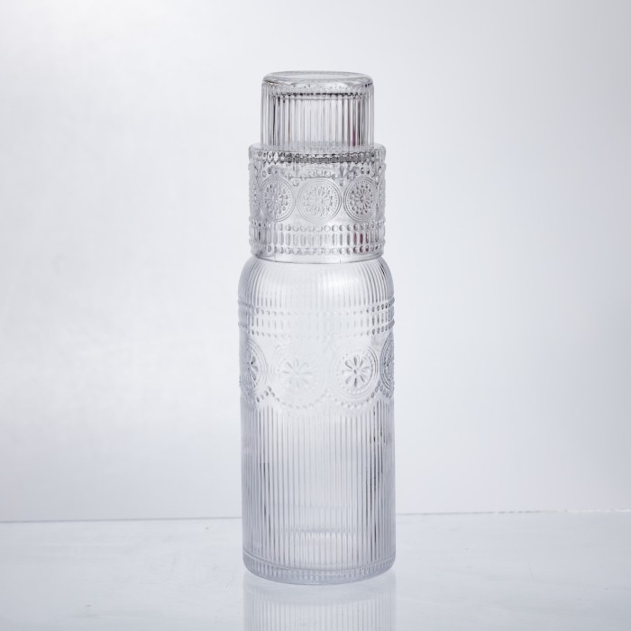 Глечик 700 мл зі склянкою 1 (шт) графин для компоту соку води лимонаду глечик для напоїв Прозорий HP-19-L4 (50864)