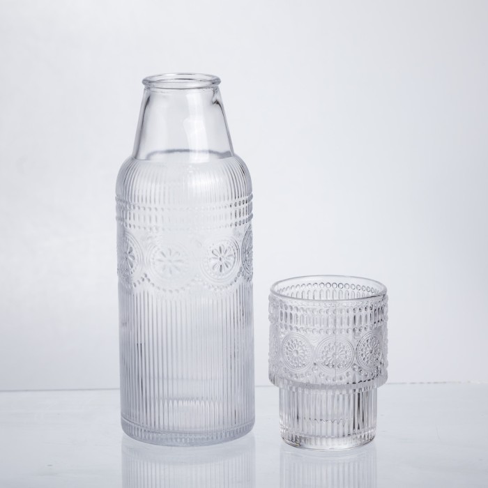 Глечик 700 мл зі склянкою 1 (шт) графин для компоту соку води лимонаду глечик для напоїв Прозорий HP-19-L4 (50864)