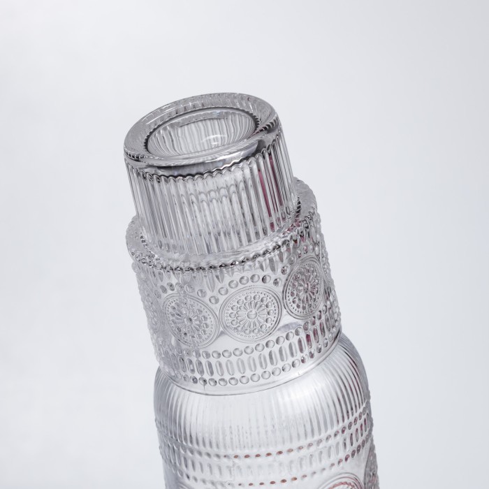 Глечик 700 мл зі склянкою 1 (шт) графин для компоту соку води лимонаду глечик для напоїв Прозорий HP-19-L4 (50864)