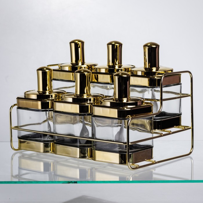 Набір банок для сипучих продуктів із ложкою 6 шт, золото HP-1337 (68593)