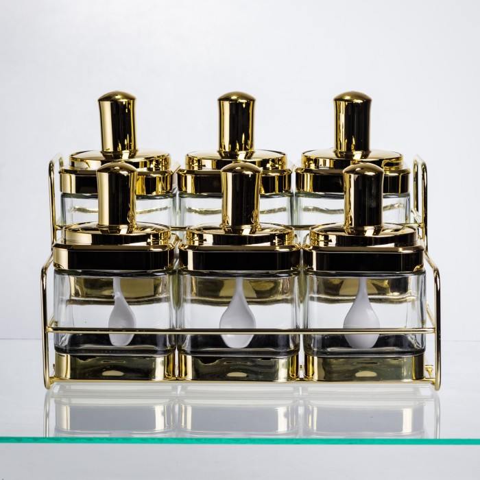 Набір банок для сипучих продуктів із ложкою 6 шт, золото HP-1337 (68593)