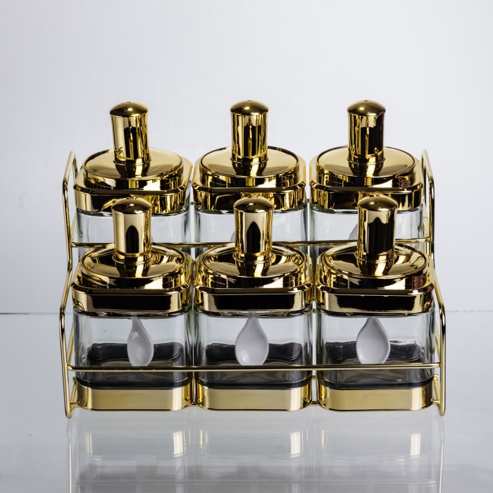 Набір банок для сипучих продуктів із ложкою 6 шт, золото HP-1337 (68593)