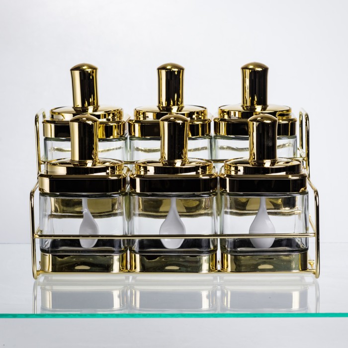 Набір банок для сипучих продуктів із ложкою 6 шт, золото HP-1337 (68593)