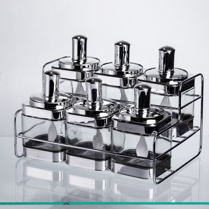 Набір банок для сипучих продуктів з ложкою 6 шт, хром HP-1341 (82118)