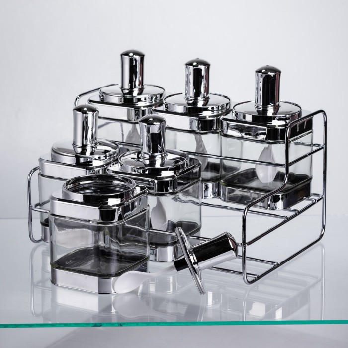 Набір банок для сипучих продуктів з ложкою 6 шт, хром HP-1341 (82118)