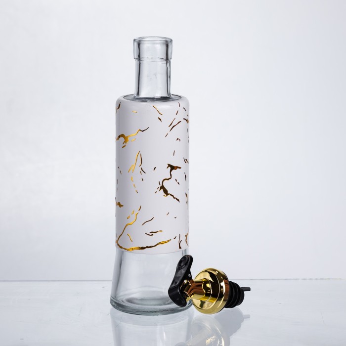 Пляшка для олії з дозатором 300 мл, білий мармур HP-1343 (57737)