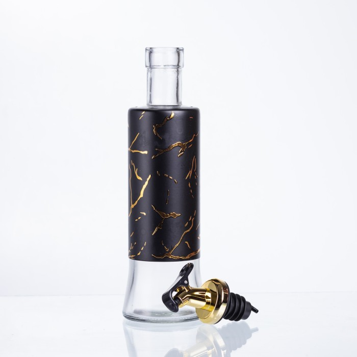 Пляшка для олії з дозатором 300 мл, чорний мармур HP-1344 (48559)