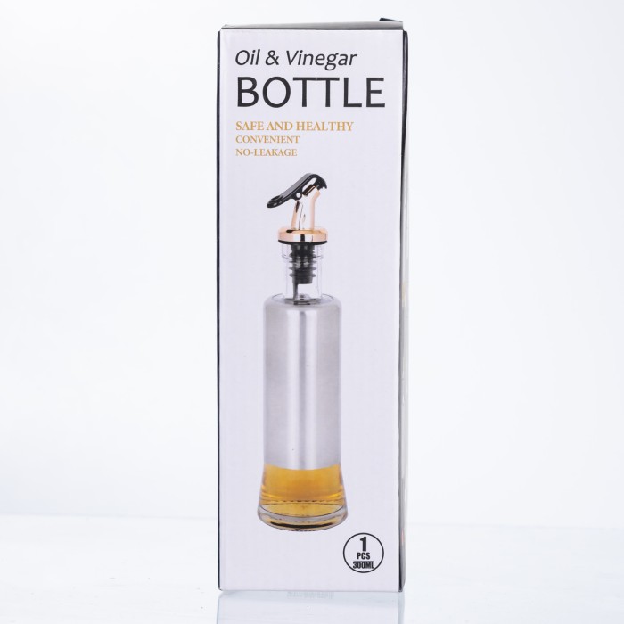 Пляшка для олії з дозатором 300 мл, сірий мармур HP-1345 (28683)