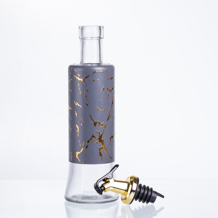 Пляшка для олії з дозатором 300 мл, сірий мармур HP-1345 (28683)