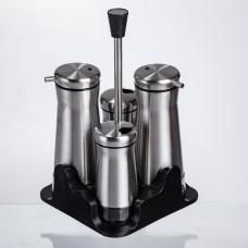 Набір баночок для спецій та рідких текстур 4 предмети на підставці, сталь HP-1346 (51614)