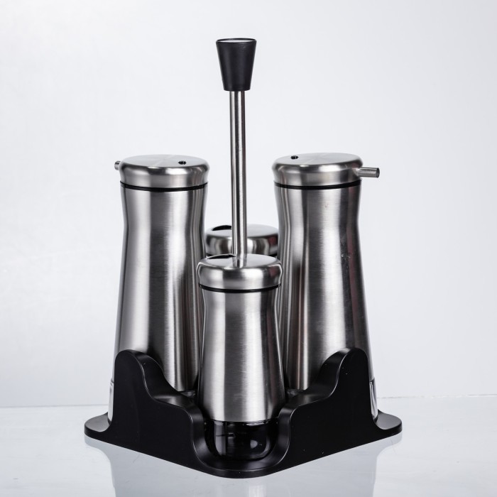 Набір баночок для спецій та рідких текстур 4 предмети на підставці, сталь HP-1346 (51614)