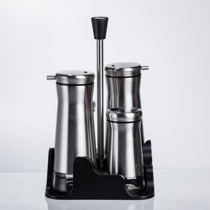 Набір баночок для спецій та рідких текстур 4 предмети на підставці, сталь HP-1346 (51614)