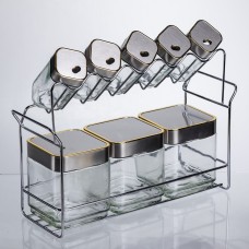 Набір ємностей для зберігання 8 штук по 100/700 мл на металевій підставці HP-1347 (17819)