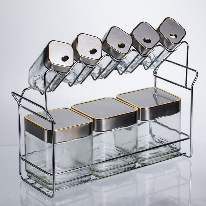 Набір ємностей для зберігання 8 штук по 100/700 мл на металевій підставці HP-1347 (17819)