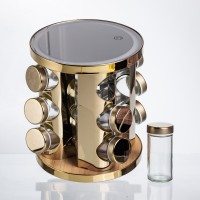 Набір баночок для спецій 12 шт. по 100 мл на підставці з дзеркалом та LED-підсвіткою HP-1358 (78441)