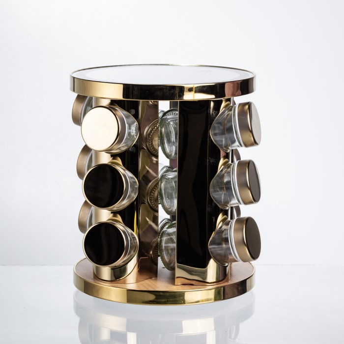 Набір баночок для спецій 12 шт. по 100 мл на підставці з дзеркалом та LED-підсвіткою HP-1358 (78441)