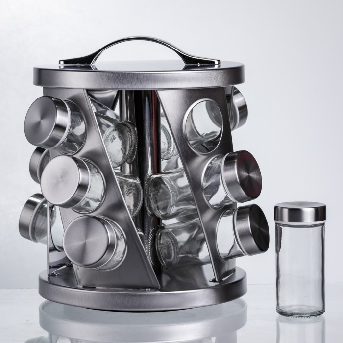 Карусель для спецій 12 баночок по 100 мл, хром HP-1368 (56284)