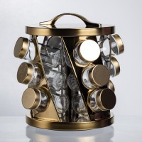Карусель для спецій 12 баночок по 100 мл, золото HP-1369 (34673)