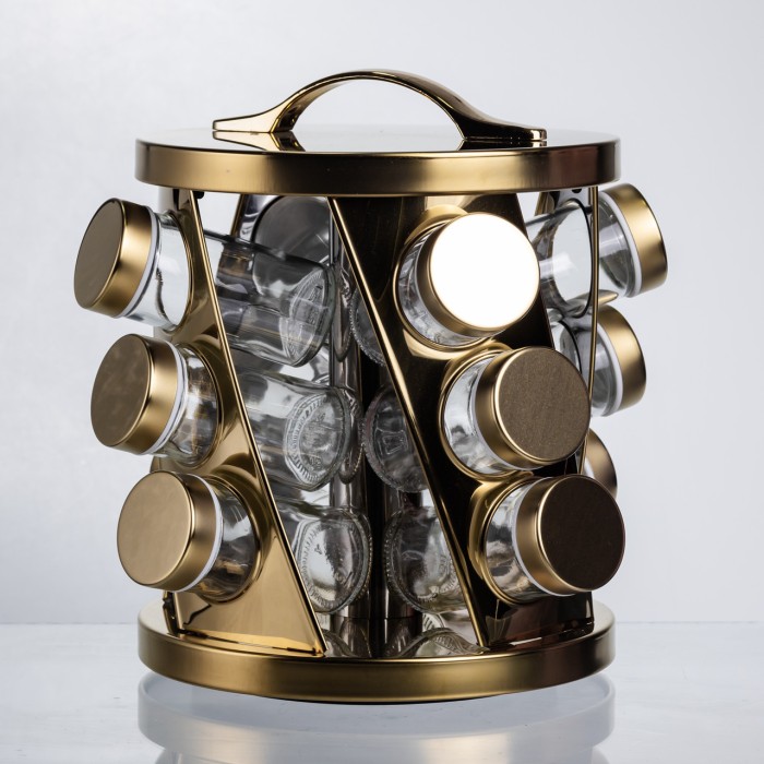 Карусель для спецій 12 баночок по 100 мл, золото HP-1369 (34673)