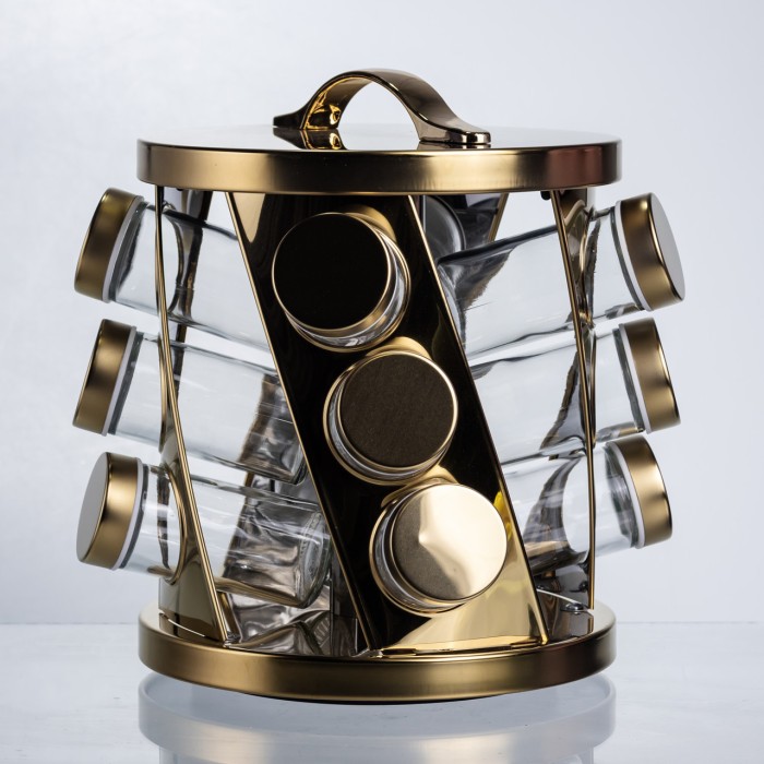 Карусель для спецій 12 баночок по 100 мл, золото HP-1369 (34673)