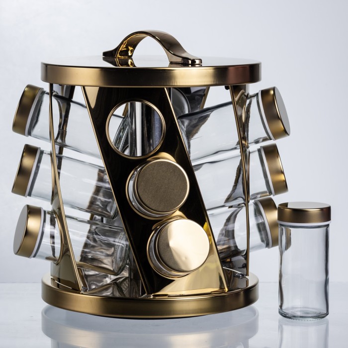 Карусель для спецій 12 баночок по 100 мл, золото HP-1369 (34673)