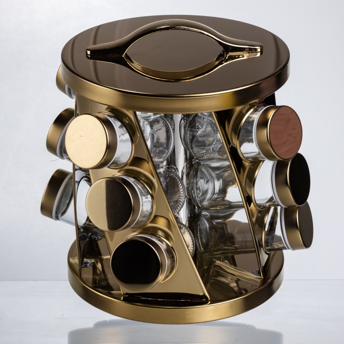 Карусель для спецій 12 баночок по 100 мл, золото HP-1369 (34673)
