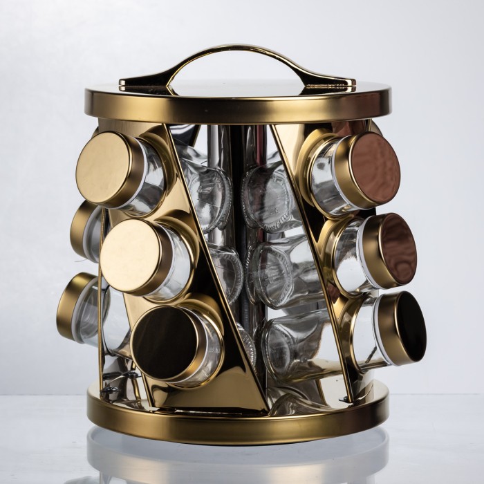 Карусель для спецій 12 баночок по 100 мл, золото HP-1369 (34673)
