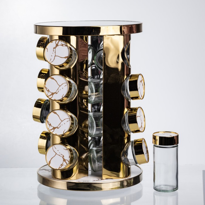 Карусель для спецій 16 баночок по 100 мл, білий мармур HP-1371 (83868)