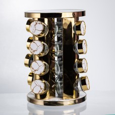 Карусель для спецій 16 баночок по 100 мл, білий мармур HP-1371 (83868)