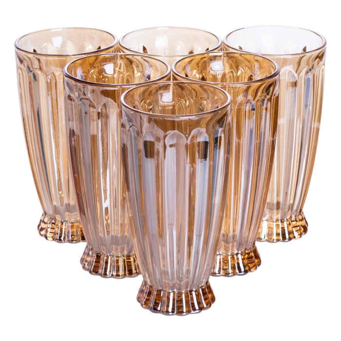 Набір глечик 1 л зі склянками 6 (шт) по 300 мл для напоїв, лимонадів, соку, води, мохіто Прозорий HP-19-2080GLD (73144)