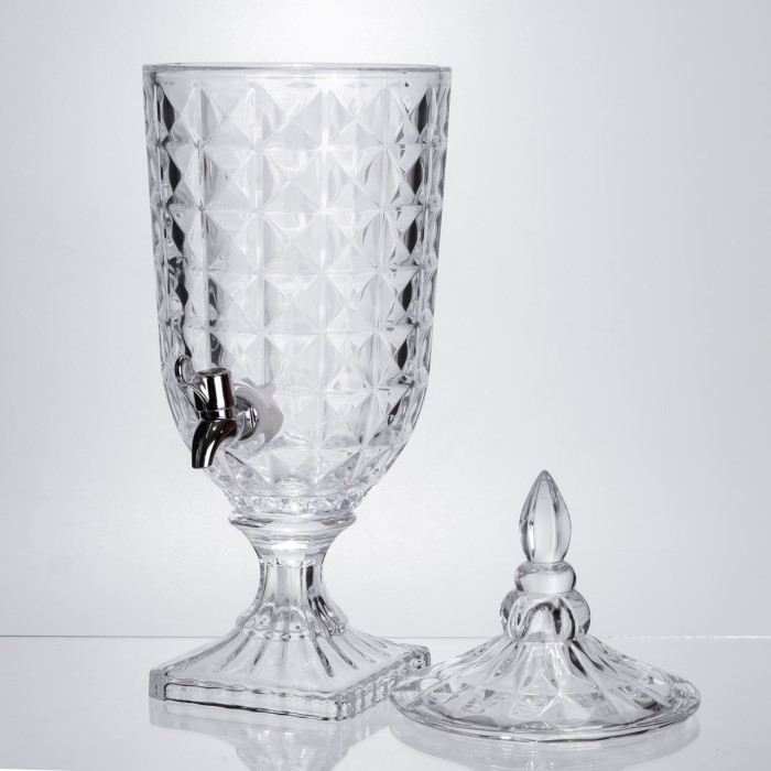 Лимонадниця з краном на підставці скляна 3 л лимонадник 48 см прозорий HP-19-18F (75754)