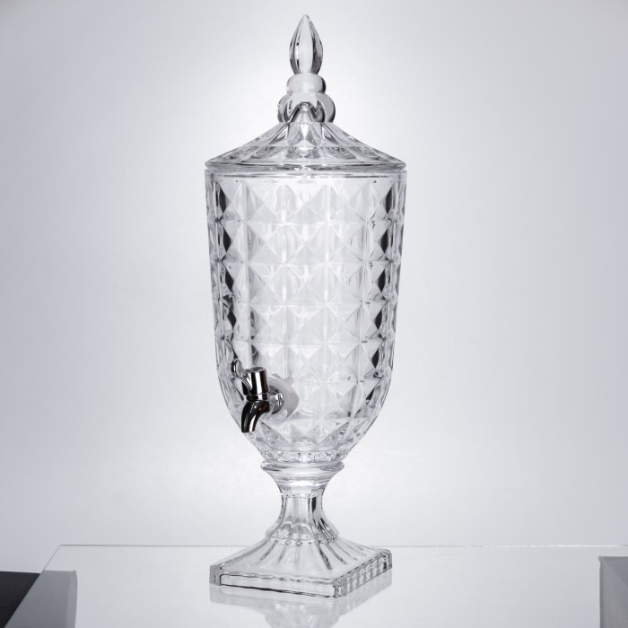 Лимонадниця з краном на підставці скляна 3 л лимонадник 48 см прозорий HP-19-18F (75754)