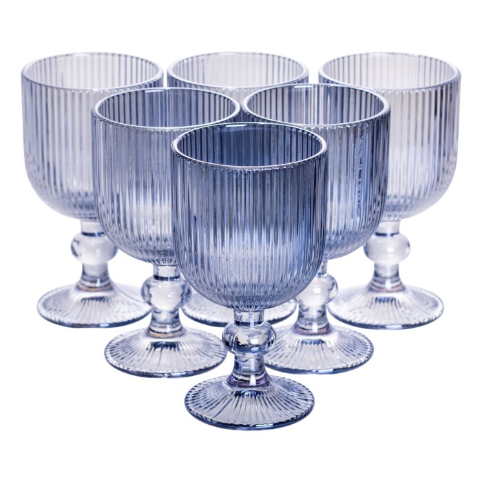 Набір келихів для вина 6 (шт) по келихи під вино 220 (мл) на ніжці келихи винні Блакитний HP-19-7114BL (62699)
