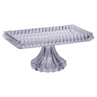 Тортівниця прямокутна на ніжці 28.5×15×13 (см) скляна підставка для торта, капкейків, тістечок HP-19-146L (35787)