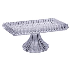 Тортівниця прямокутна на ніжці 28.5×15×13 (см) скляна підставка для торта, капкейків, тістечок HP-19-146L (35787)