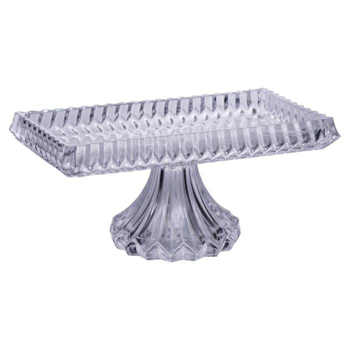 Тортівниця прямокутна на ніжці 28.5×15×13 (см) скляна підставка для торта, капкейків, тістечок HP-19-146L (35787)