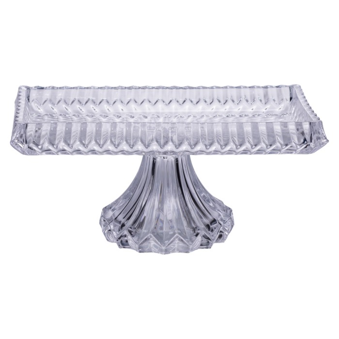 Тортівниця прямокутна на ніжці 28.5×15×13 (см) скляна підставка для торта, капкейків, тістечок HP-19-146L (35787)