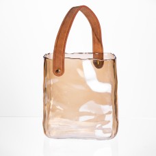 Скляна ваза сумочка з ручкою 16×8×18.5 (см) декоративна ваза для квітів 2 (л) Коричневий HP-19-156-1 (44674)