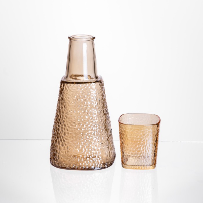 Глечик 1 літр зі склянкою 1 (шт) 200 (мл) графин для компоту соку води лимонаду глечик для напоїв Коричневий HP-19-PYF-4 (14700)