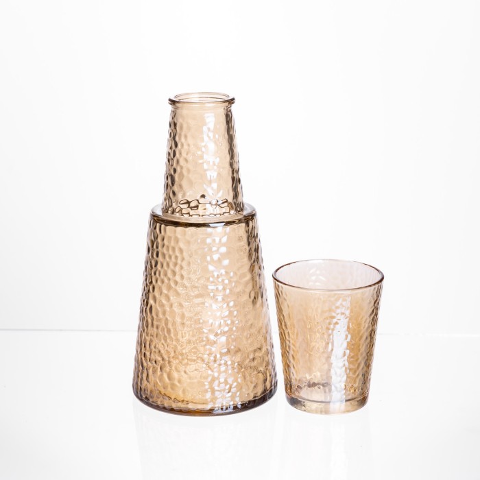 Глечик 800 мл зі склянкою 1 (шт) 250 (мл) графин для компоту соку води лимонаду глечик для напоїв Коричневий HP-19-TH-2 (73115)