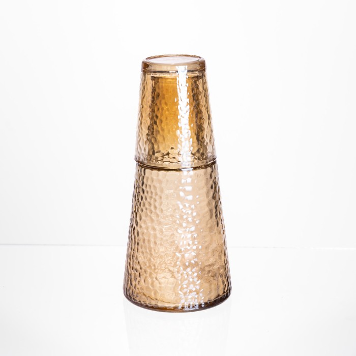 Глечик 800 мл зі склянкою 1 (шт) 250 (мл) графин для компоту соку води лимонаду глечик для напоїв Коричневий HP-19-TH-2 (73115)