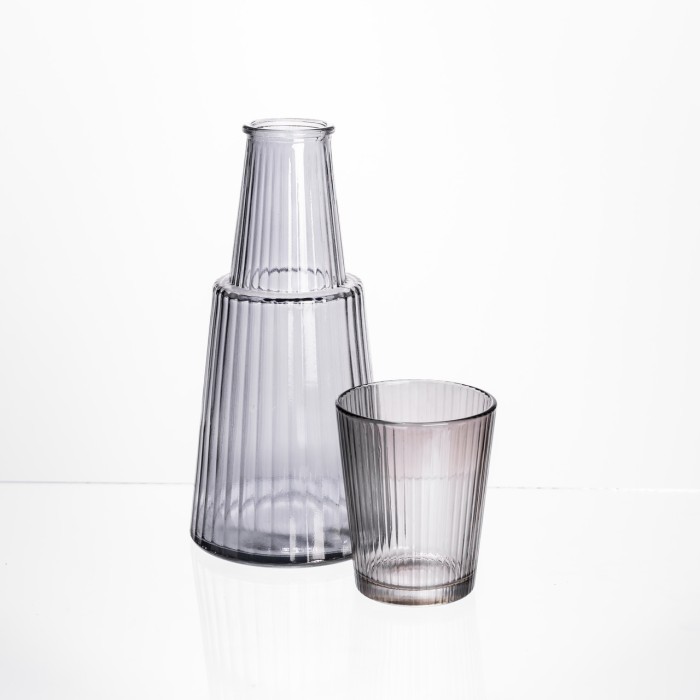 Глечик 800 мл зі склянкою 1 (шт) 250 (мл) графин для компоту соку води лимонаду глечик для напоїв Прозорий HP-19-TH-3 (54083)