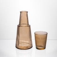 Глечик 800 мл зі склянкою 1 (шт) 250 (мл) графин для компоту соку води лимонаду глечик для напоїв Коричневий HP-19-TH-4 (88610)