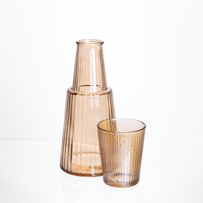 Глечик 800 мл зі склянкою 1 (шт) 250 (мл) графин для компоту соку води лимонаду глечик для напоїв Коричневий HP-19-TH-4 (88610)