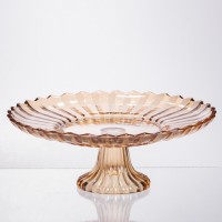 Фруктовниця скляна на ніжці Ø29 (см) кругла ваза цукерниця для фруктів Коричневий 64486-19 (13588)