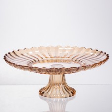 Фруктовниця скляна на ніжці Ø29 (см) кругла ваза цукерниця для фруктів Коричневий 64486-19 (13588)