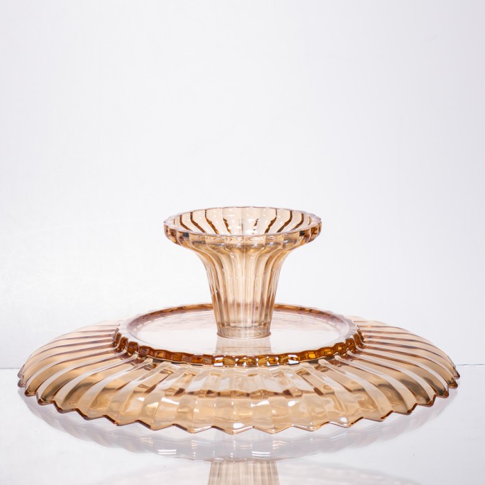 Фруктовниця скляна на ніжці Ø29 (см) кругла ваза цукерниця для фруктів Коричневий 64486-19 (13588)